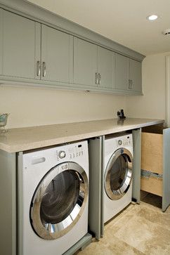 Transitional Laundry Room, Laundry Room Storage Shelves, Small Laundry Room Organization, Room Storage Diy, Basement Laundry Room, Laundry Cabinets, Basement Laundry, Laundry Room Layouts, Laundry Design