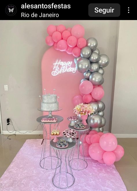 Festa All Pink, Birthday Party Colors, Tema Pink, Balloon Decorations Diy Tutorials, Classy Decorations, Stitch Cake, Angel Wall Art, Colorful Birthday Party, Unisex Baby Shower