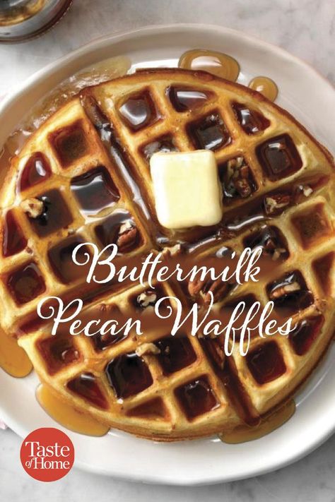 Pecan Waffles Recipe, Fairy Desserts, Pecan Waffle Recipe, Buttermilk Waffle Recipe, Buttermilk Waffle, Buttermilk Waffles Recipe, Waffles For Breakfast, Easy Diy Christmas Ornaments, Pecan Waffles