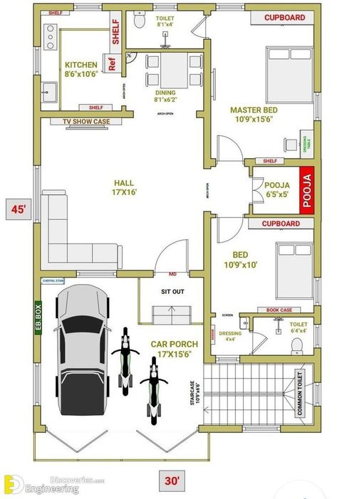 Small Luxury House, Smart House Plans, House Plan Ideas, 30x50 House Plans, 20x30 House Plans, 20x40 House Plans, 30x40 House Plans, Elegant House, Duplex Floor Plans