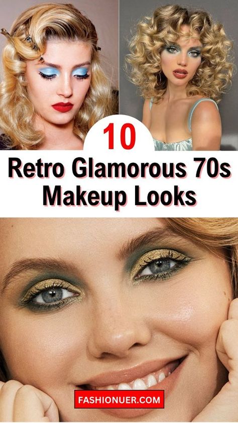 Explore 10 retro glamorous 70s makeup ideas you never imagined! From shimmering eyeshadows to dramatic eyeliner, channel vintage vibes with these stunning makeup looks inspired by the disco era. #70sMakeupIdeas #VintageBeauty #ThrowbackMakeup 70s Disco Eye Makeup, 70s Make Up Tutorial, Studio 54 Hair And Makeup, 80s Makeup Ideas, 70s Disco Makeup 1970s, Disco Makeup Look, Disco Style 70s Makeup, 70 Makeup 1970s Make Up, 70s Disco Hair And Makeup