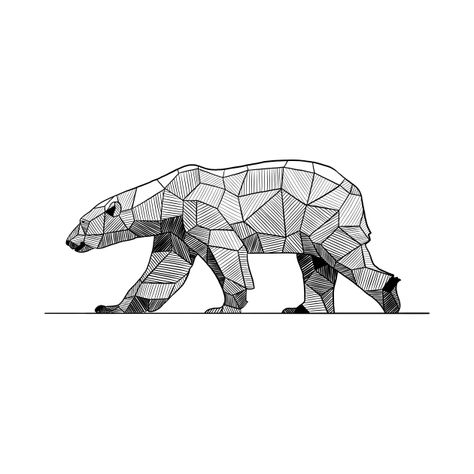 Geometric Polar Bear Tattoo, Geometric Bear Drawing, Polar Bear Line Art, Tattoo Polar Bear, Polar Bear Tattoos, Polar Bear Silhouette, Polar Bear Outline, Geometric Sketch, Polar Bear Tattoo