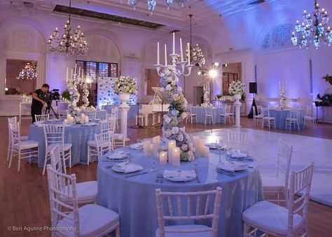 Sweet 16 Cinderella Theme, Sweet 16 Venues, Cinderella Quince, Quinceañera Decor, Blue Quinceanera Theme, Quinceanera Venue, Quinceanera Blue, Light Blue Quinceanera Dresses, Baby Blue Quinceanera