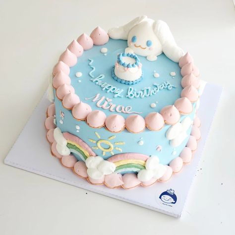 Cinnamoroll Cake, Cinamoroll Cake, Barbie Cake, Hello Kitty Cake, Pretty Birthday Cakes, Cute Birthday Cakes, Cute Desserts, 10th Birthday, 7th Birthday