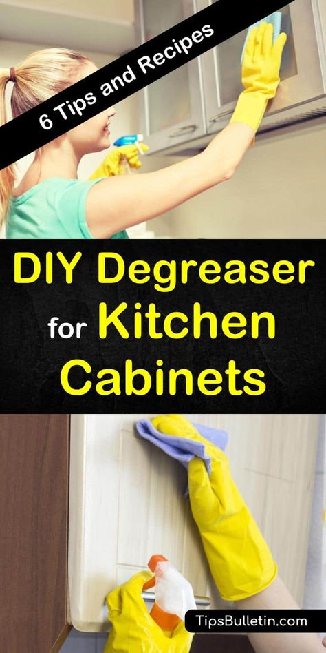 Discover six amazing tips and tricks for a DIY degreaser to clean kitchen cabinets. Remove grease and grime build-up with homemade cleaning products. Ingredients include Dawn dish soap, white vinegar, salt, baking soda, and water. #degreaser #kitchencabinets #cleancabinets Diy Degreaser, Homemade Kitchen Cleaner, Baking Soda Drain Cleaner, Cabinet Cleaner, Natural Odor Remover, Cleaning Cabinets, Clean Kitchen Cabinets, Cleaner Recipes, Dawn Dish Soap