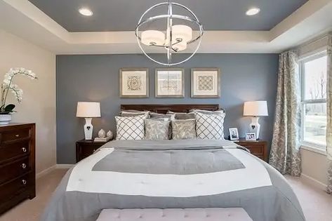 12 Best Tray Ceiling Ideas and Inspiration To Match Your Style ⋆ Indiana Homes, Tray Ceiling Bedroom, Tray Ceiling Ideas, Ceiling Ideas Living Room, Zionsville Indiana, Ceiling Ideas, Accent Wall Bedroom, Tray Ceiling, Bedroom Ceiling