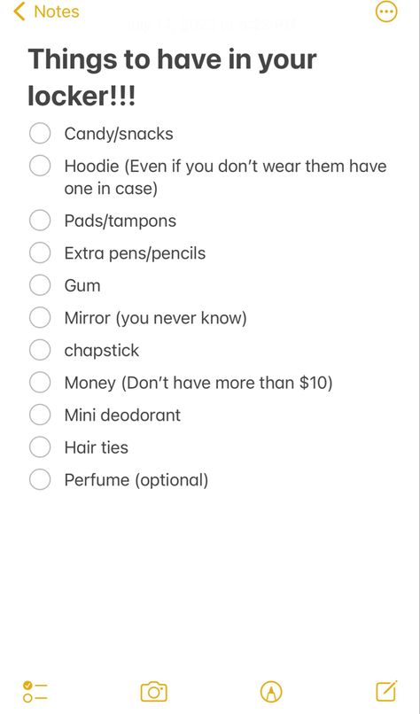 Back To School Checklist Middle School, What To Do When Going To A New School, 8th Grade Survival Kit, Freshman High School Backpack Essentials, Back To School Checklist Highschool, Tips For 11th Grade, Back To School Needs Middle School, Locker Checklist, Things To Get For School