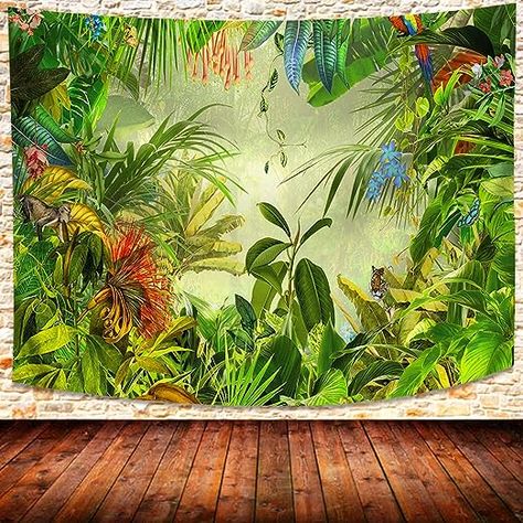 Amazon.com: UHOMETAP Tropical Rainforest Jungle Tapestry Tropical Forest Plant Tapestry Rainforest Nature Landscape Tapestry Wall Hanging for Bedroom Living Room 93x71 Inches GTLSUH598 : Home & Kitchen Plant Tapestry, Rainforest Landscape, Wall Hanging Bed, Landscape Tapestry, Jungle Tiger, Mural Home, Hanging Bed, Forest Plants, Tropical Theme