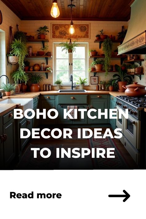 Boho Kitchen Decor Ideas to Inspire Boho Kitchen Decor Ideas, Bohemian Kitchen Ideas, Kitchen Island Decor Ideas, Rattan Accents, Farm Kitchen Decor, Trendy Kitchen Design, Boho Kitchen Decor, Kitchen Goals, Warm Wood Tones