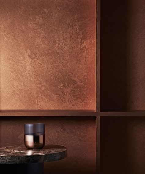 Metallic Paint | Gold, Silver & Copper Paints for Walls, Wood & Furniture | Craig & Rose Copper Wallpaper, Copper Interior, Loft Wall, Copper Paint, Feature Walls, Metallic Copper, Copper Wall, Copper Patina, Gold Wallpaper