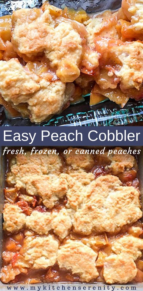 Paula Deen Peach Cobbler, Peach Cobbler Crust, Peach Cobbler Cheesecake Recipe, Skillet Peach Cobbler, Easy Pies, Peach Desserts Easy, Peach Cobbler With Bisquick, Peach Cobbler Muffins, Homemade Peach Cobbler