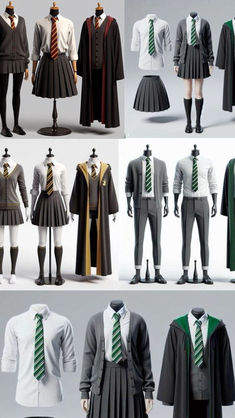 Hogwarts Skirt Uniform, Hogwarts Diy Costume, Hogwarts Students Costume, Harry Potter Outfits Slytherin, Hogwarts Legacy Uniform, Hogwarts Student Costume, Harry Potter Disfraz, Harry Potter School Uniform, Hogwarts Outfits Gryffindor