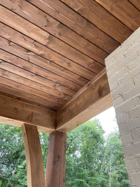 Stained Tongue And Groove Porch Ceiling, V Groove Porch Ceiling, Wood Covered Porch, Cedar Patio Ceiling, Outdoor Tongue And Groove Ceiling, Tongue And Groove Front Porch, Wood Ceiling Outdoor Patio, Cedar Plank Ceiling Porch, Pine Ceiling Porch