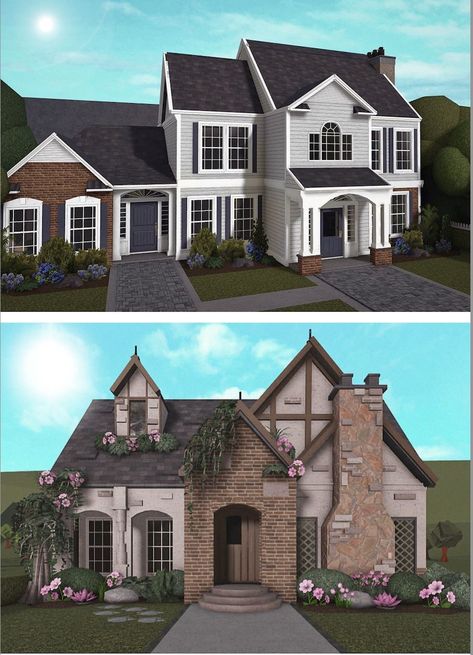 Unique Houses Exterior, Cottage Core Bloxburg House, Bloxburg Beach House, Winter House Exterior, House Ideas Kitchen, Bloxburg House Ideas Aesthetic, Bloxburg House Ideas Layout, House Decorating Ideas Apartments, Small House Layout