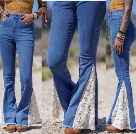 Diy Bell Bottom Jeans, Diy Flare Jeans, Diy Bell Bottoms, Diy Clothes Jeans, Gato Bengali, Återvinna Jeans, Jeans Tutorial, Jeans Ideas, Spring Jeans