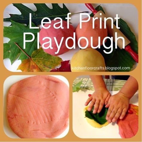 Kitchen Floor Crafts: Leaf Print Playdough  Repinned by Apraxia Kids Learning. Come join us on Facebook at Apraxia Kids Learning Activities and Support- Parent Led Group. Autumn Eyfs Activities, Nurture Room, Eyfs Planning, Autumn Eyfs, Sustainability Activities, Preschool Fall, Tree Project, Leaf Man, Fall Preschool Activities