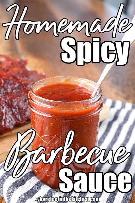 Homemade Spicy Barbecue Sauce Homemade Barbecue Sauce Recipe, Bbq Sauce Homemade Easy, Make Bbq Sauce, How To Make Bbq, Homemade Bbq Sauce Recipe, Homemade Bbq Sauce, Barbecue Sauce Recipes, Homemade Barbecue Sauce, Barbeque Sauce