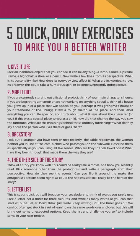 We all know the best way to become a better writer is to write every day, but what should you write about? Here's 5 quick, daily writing exercises! #PinNowReadLater How To Become A Better Writer, Writing Exercises For Beginners, How To Become A Writer, Writing Exercises Writers, Creative Writing Stories, How To Write Better, Creative Writing Exercises, Writing Exercise, English Knowledge