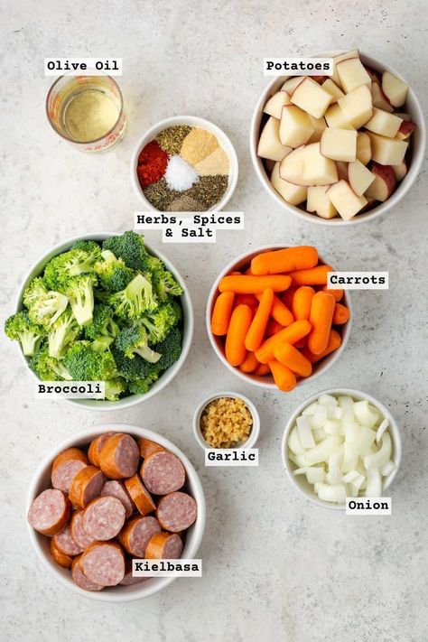 Easy Sheet Pan Sausage Dinner - Well Fed Baker Sheet Pan Vegetables And Sausage, Smoked Sausage Recipes One Pan, Sausage Potato Carrot Sheet Pan, Sausage Potatoes And Peppers Sheet Pan, Sheet Pan Polish Sausage And Veggies, Sausage And Vegetable Sheet Pan, One Sheet Sausage And Veggies, Smoked Sausage Veggie Sheet Pan, Sausage Broccoli Potato Sheet Pan