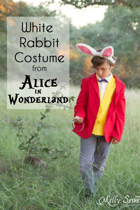 White Rabbit Costume from cartoon Alice in Wonderland - DIY Halloween Costume - Sewing Patterns to make a White Rabbit Costume - Melly Sews White Rabbit Costume Diy, Rabbit Costume Diy, Cartoon Alice In Wonderland, White Rabbit Costume, Halloween Costume Sewing Patterns, Alice Halloween, White Rabbit Costumes, Rabbit Alice In Wonderland, White Rabbit Alice In Wonderland