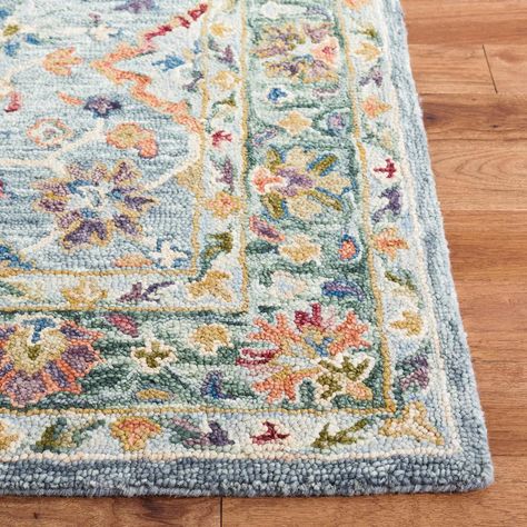 SAFAVIEH Handmade Aspen Zeinab Boho Wool Rug - On Sale - Bed Bath & Beyond - 34288646 Safavieh Rug, Cotton Area Rug, Rug Direct, Yellow Rug, Green Wool, Hand Tufted Rugs, Grey Green, Floral Rug, Cool Rugs