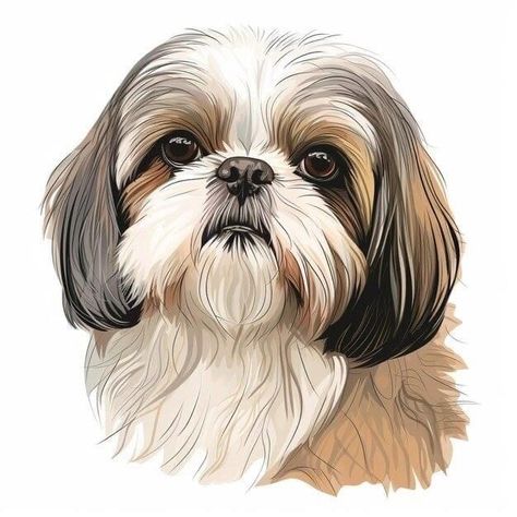 How To Draw A Shih Tzu, Shitzu Wallpaper, Shitzu Art, Shih Tzu Tattoo, Perro Shih Tzu, Chien Shih Tzu, Shitzu Dogs, Shitzu Puppies, Dog Portraits Painting