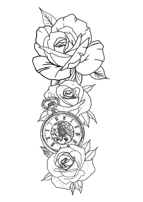 Tatto Clock, Cute Elephant Tattoo, Gear Tattoo, Line Tattoo Ideas, Cobra Art, Single Line Tattoo, Clock Tattoo Design, Tattoo Outline Drawing, Leo Tattoos