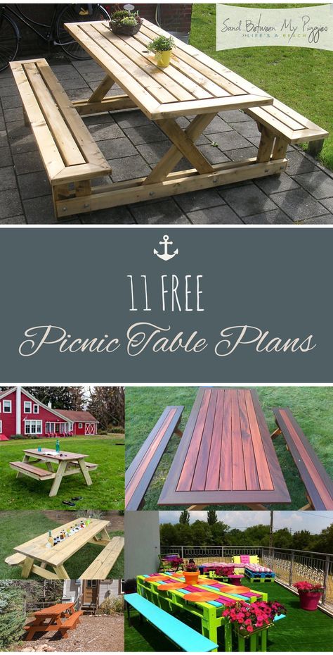 Garden Diy Furniture, Diy Picnic Table, Picnic Table Plans, Yard Furniture, Picnic Tables, Outdoor Furniture Plans, Diy Garden Furniture, Outdoor Diy Projects, Diy Holz