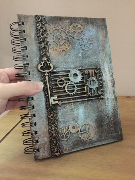 **SOLD** Steampunk Diy Crafts, Steampunk Mixed Media Art, Steampunk Images, Steampunk Book, Steampunk Mixed Media, Steampunk Crafts, Art Journal Cover, Mixed Media Art Canvas, Mixed Media Crafts