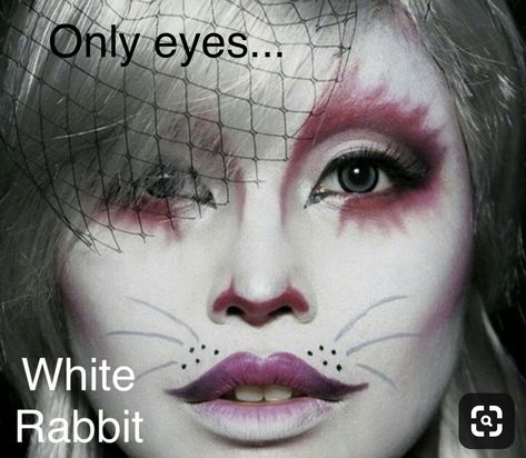 Rabbit Alice In Wonderland Makeup, White Rabbit Makeup, Shrek Costumes, Rabbit Makeup, Halloween Bites, Alice In Wonderland Makeup, Rabbit Alice In Wonderland, Wonderland Makeup, Bunny Makeup