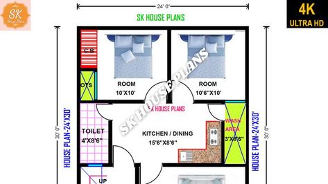 SMALL HOUSE PLAN 24' X 30' / 720 SQ.FT / 80 SQ.YDS / 67 SQ.M / 80 GAJ / HOME DESIGN WITH INTERIOR #SKHOUSEPLANS QUERIES SOLVED :- 720 sqft house plan HOUSE PLAN 720 SQFT HOUSE PLAN 80 SQYDS HOUSE PLAN 67 SQM HOUSE PLAN 24 X 30 HOUSE PLAN 24' X 30' / 720 SQFT / 80 SQYDS / 67 SQM #houseplan #housedesign #homeplan #homedesign 3d Plan, Small House Plan, House Plan, Small House, Home Design, House Plans, 3 D, Floor Plans, House Design