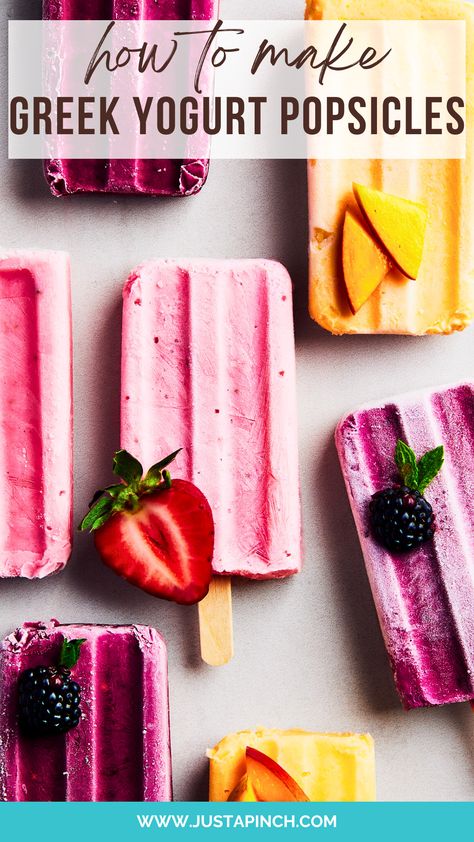 easy greek yogurt popsicle recipe Yogurt And Fruit Popsicles, Honey Yogurt Popsicles, Berry Yogurt Popsicles, Diy Yogurt Popsicles, Cherry Yogurt Popsicles, Greek Yogurt Ice Pops, Creamy Fruit Popsicles, Yoghurt Popsicle Recipes, Healthy Popcicles Recipes For Kids