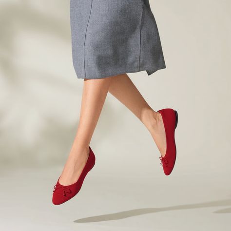 Vivaia | Tiana Ruby Red Almond-Toe Bow Flats Bow Flats, Red Bow, Red Shoes, Ruby Red, Ballet Flats, Almond, Ruby, Heels, Red