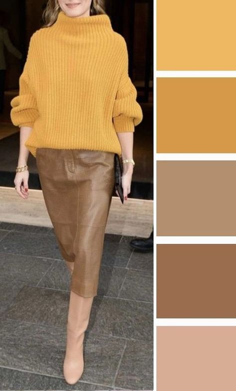 Camel Color Outfits, Yellow Sweater Outfit, Mustard Yellow Outfit, Deep Autumn Color Palette, Trends 2025, Color Outfits, Colour Combinations Fashion, Burgundy Outfit, Color Combos Outfit