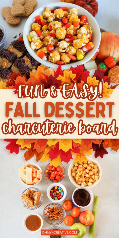 Fall Dessert Charcuterie Board - Oh My Creative Diy Dessert Charcuterie Board, Fall Candy Charcuterie Board, Thanksgiving Dessert Board, Fall Dessert Charcuterie, Frosting Board, Buttercream Board, Dessert Boards, Dessert Charcuterie Board, Dessert Charcuterie