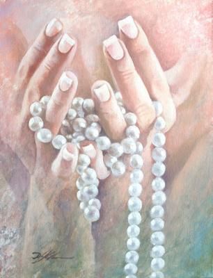 Pearls of Great Price - original oil by Danny Hahlbohm The Pearl Of Great Price, Pearl Of Great Price, Prophetic Dance, Prophetic Painting, Pearls Photography, Necklace Drawing, The Kingdom Of Heaven, 12th Anniversary, Personal Prayer