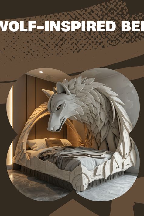 Sleep like a wolf in these cozy and stylish wolf-inspired beds! Transform your bedroom into a sanctuary of wilderness-inspired elegance. 🌲🛏️ #HomeDecor #InteriorDesign #WolfBed #BedroomInspiration #NatureLovers #PinterestGoals Wolf Themed Bedroom, Wolf Bedroom, Shark Bedding, Wolf Queen, Wolf Furniture, Dragon Bedding, Gaming Bedroom, Backyard Layout, Bedroom Sanctuary