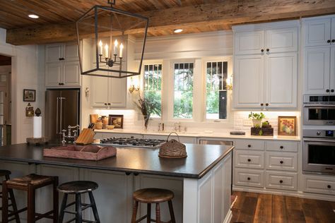 Kitchen With Tongue And Groove Ceiling, Tongue And Groove Ceiling Kitchen, Tongue And Groove Kitchen, Wood Ceiling Kitchen, Cypress Ceiling, Ivory Cabinets, Handy Andy, Cedar Tongue And Groove, Groove Ceiling