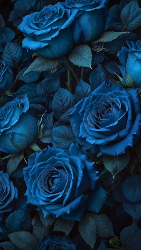 Blue Cover Aesthetic, Blue Rose Aesthetic, Blue Roses Aesthetic, Dark Blue Wallpaper Aesthetic, Wallpaper Blue Flowers, Green And Blue Wallpaper, Phone Wallpaper Blue, Emesis Blue, Dark Blue Roses