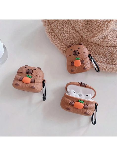 Cute Capybara Designed Protective Case For Airpods 1/2/3/pro/pro2 Wireless Earphones | SHEIN USA Cute Capybara, Pretty Shoes Sneakers, Mr. Beast, Airpods Case, Wireless Earphones, Pretty Shoes, Face Drawing, Pretty Art