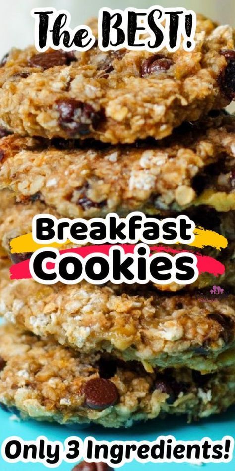 Three-ingredient breakfast cookies from Pint-sized Treasures are the answer for your busy mom mornings! With only three ingredients, these breakfast cookies are simple to make for those quick, on-the-go mornings when you are in a hurry. Healthy, fun, and super-quick, these cookies will be a family fave! Quick Breakfast Cookies, Paleo Breakfast Cookies Easy, 4 Ingredient Breakfast Cookies, Breakfast Healthy Cookies, Breakfast Oatmeal Cookies Recipes, Breakfast Cookies Pioneer Woman, Healthy Morning Cookies, Simple On The Go Breakfast Ideas, Oatmeal Breakfast Cookies Healthy