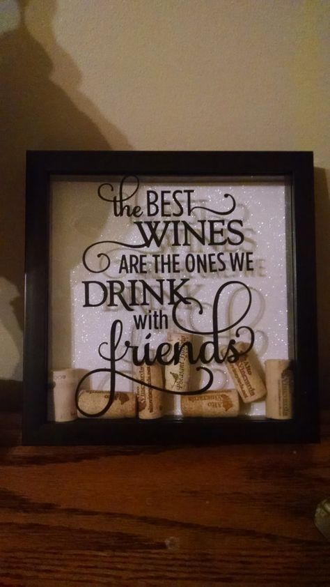 The Best Wines are the Ones You Drink with by dePoincysdesigns Wine Cork Frame, Wine Cork Shadow Box, Cork Box, Cork Frame, Wine Cork Holder, Wine Cork Projects, Cork Holder, Diy Shadow Box, Memory Frame