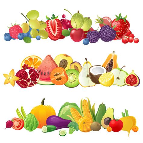 Fruits vegetables and berries borders. 3 fruits vegetables and berries horizonta #Sponsored , #Sponsored, #ad, #vegetables, #fruits, #horizonta, #berries Watermelon Vector, Fruit Icons, School Images, Fruits Images, Brand Fonts, Christmas Frames, Fruit Design, Fruits Vegetables, Icon Illustration