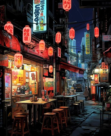 Japanese Lofi Aesthetic, Japanese Village, Dreamy Artwork, City Background, Vibes Art, Cool Backgrounds Wallpapers, Cyberpunk City, Anime Backgrounds Wallpapers, Chinese Architecture