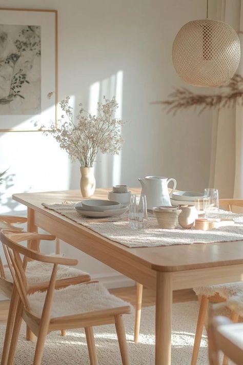 "Elevate your dining experience with Scandinavian-Inspired Decor! 🍽️🌿 Perfect for a space that’s both functional and beautiful. 🌟✨ #ScandinavianDecor #DiningRoomDesign #MinimalistStyle" Scandi Home Decor, Dining Room Scandinavian Style, Nordic Dining Room, Swedish Apartment, Scandinavian Dining Room, Apartment Dining Room, Scandinavian Decor, Scandinavian Inspired, Scandinavian Home