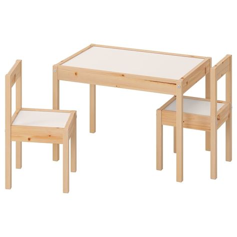 IKEA Latt table makeover - Savory&SweetFood Kura Bed, Kids Playroom Furniture, Childrens Table, Pine Table, Playroom Furniture, Kid Table, White Pine, Childrens Furniture, Ikea Furniture