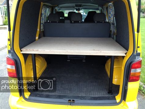 T5 Kombi bed - VW T4 Forum - VW T5 Forum Vw T5 Interior, Vw Transporter Camper, Camping Diy Projects, Kangoo Camper, Rock And Roll Bed, Camper Beds, Camper Car, Van Bed, T5 Camper