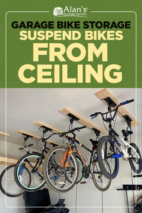 Bicycle Storage Garage Ceiling, Garage Bike Storage Ideas Ceiling, Hanging Bikes In Garage Ceilings, Garage Bicycle Storage Ideas, Ceiling Bike Storage, How To Store Bikes In Garage, Store Bikes In Garage, Garage Stroller Storage, Hang Bikes In Garage