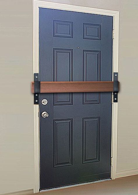 Security Barricade Brackets Front Porch Security Gate, Window Locks Security, Secure Doors Ideas, Diy Security Door, Peep Hole Door Ideas, Door Security Devices, Front Door Security, Security Shutters, Door Protection