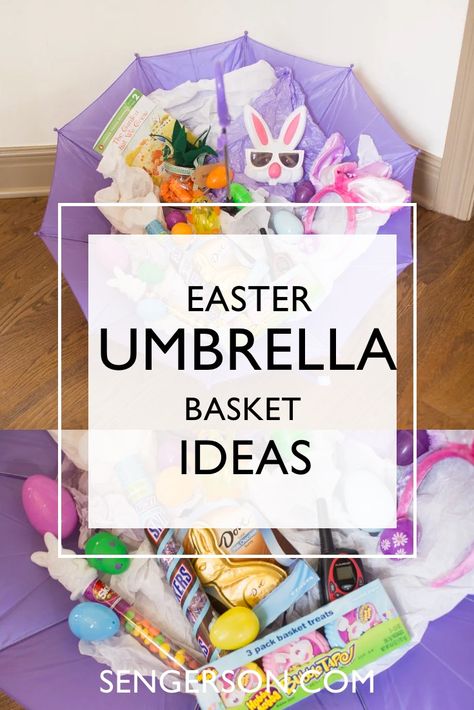 An umbrella easter basket is a great alternative to a regular easter basket. Easter Umbrella Basket, Easter Basket Alternatives For Kids, Umbrella Easter Basket Ideas, Umbrella Easter Basket, Easter Basket Alternatives, Umbrella Basket, Fun Easter Baskets, Easter Baskets To Make, Girls Easter Basket